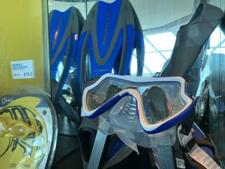 Dive shop with masks and wetsuits