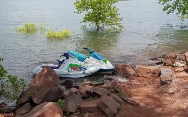 Jet ski on rocks